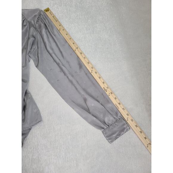 Stuart Lang VTG women's Blouse Gray Size 13/14 Light Academia Proper Career - Picture 5 of 7